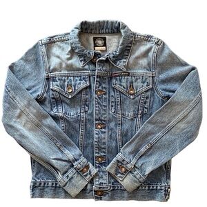 DKNY Vintage Jean Jacket Dark Stonewash Sandblast Wash Women’s Small Petite